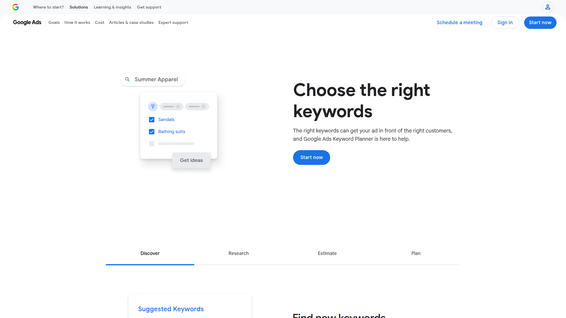 Google Keyword Planner screenshot