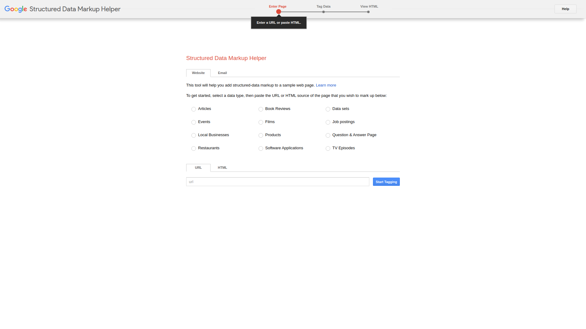 Structured Data Markup Helper screenshot