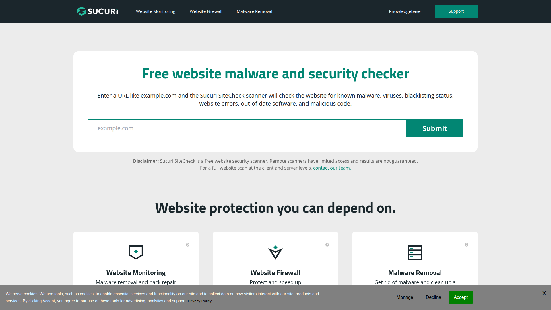 Sucuri SiteCheck screenshot