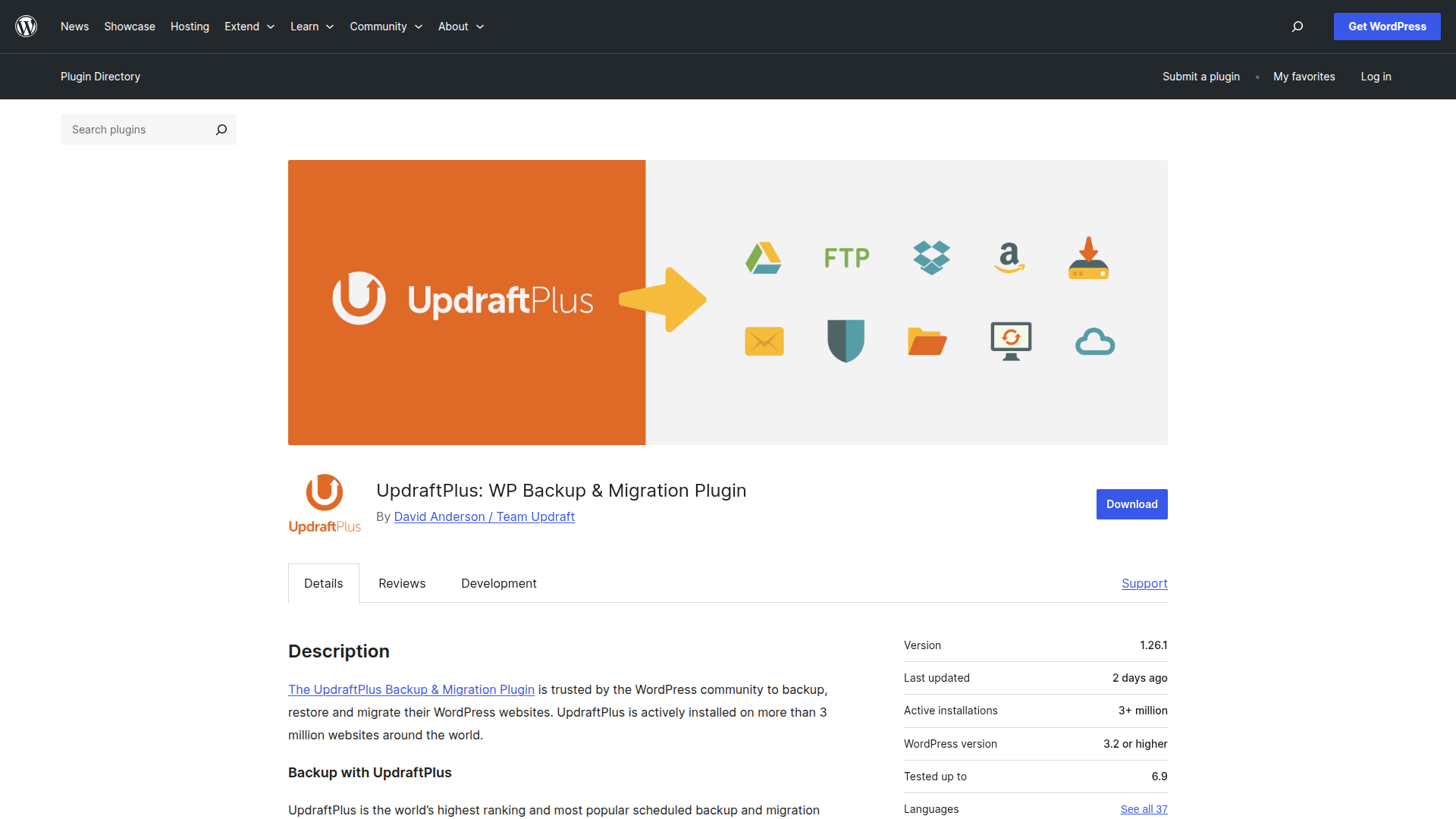 UpdraftPlus screenshot