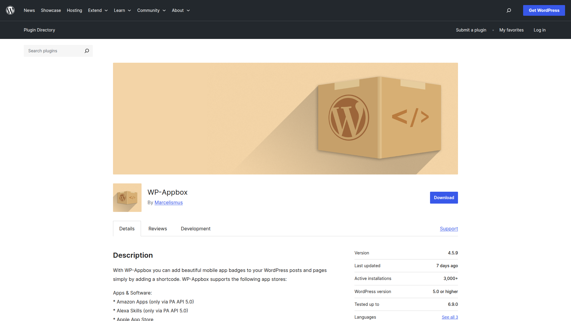 WP-Appbox screenshot